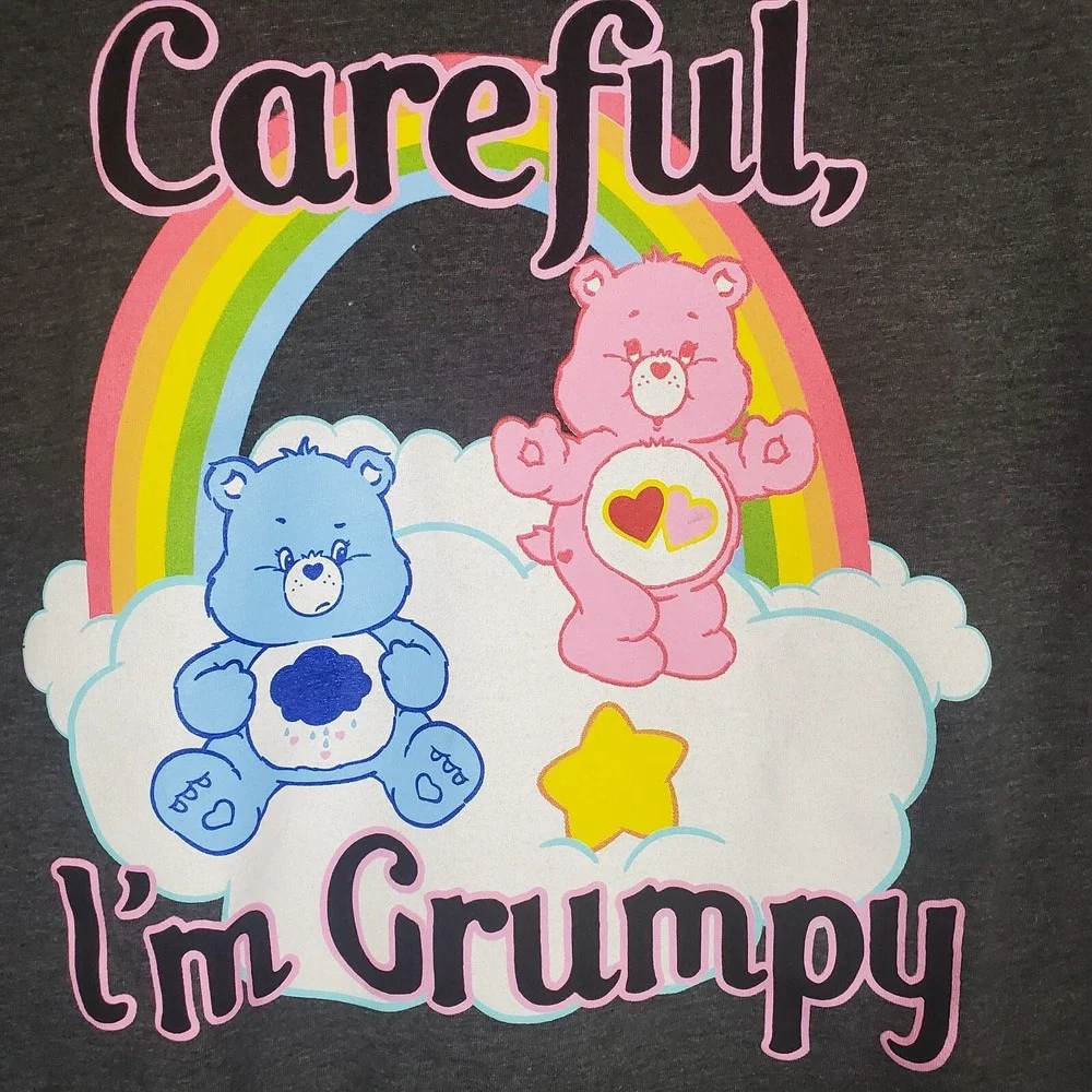 CARE BEARS Careful I'm Grumpy Graphic T-Shirt MENS MEDIUM Care Bear Tee READ
